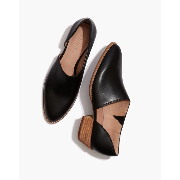 Madewell Shoes - Madewell The Lucie Low Cut Out Bootie Black Leather‎ Casual Slip On Shoes Size 5